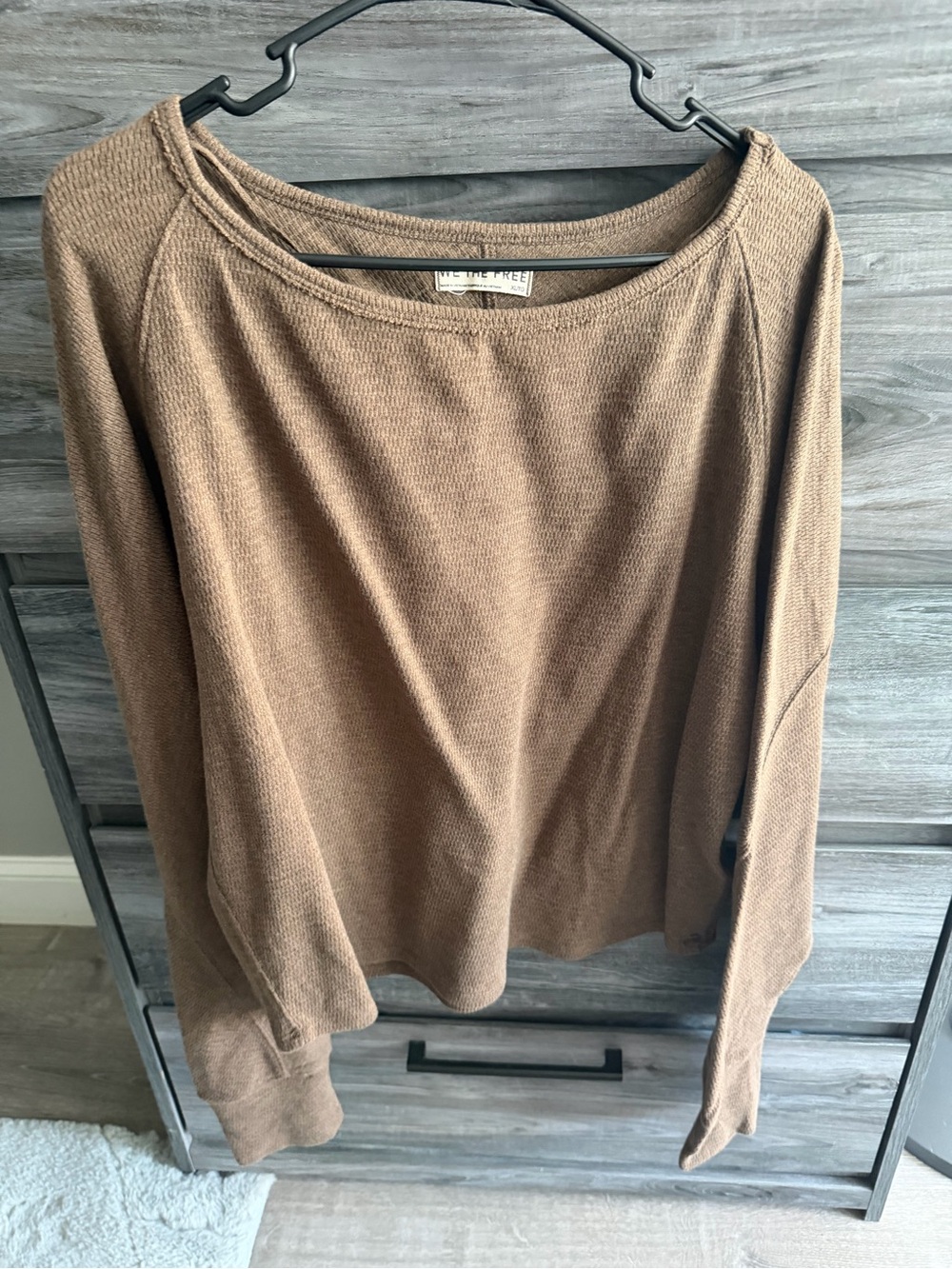 We The Free Cozy Brown Waffle Knit Top